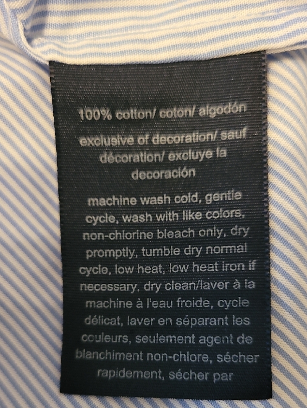 Tommy Hilfiger Light Blue & White Pinstripe Ruffle Button-Down Shirt - Picture 6 of 6